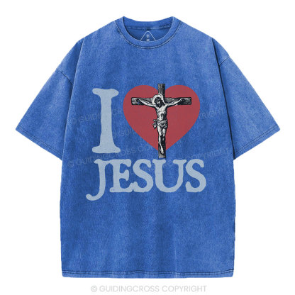 I Love Jesus  Christian Washed T-Shirt
