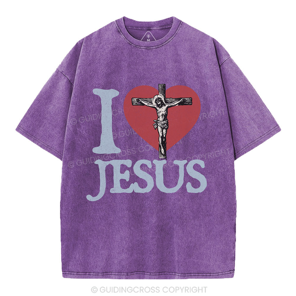 I Love Jesus  Christian Washed T-Shirt