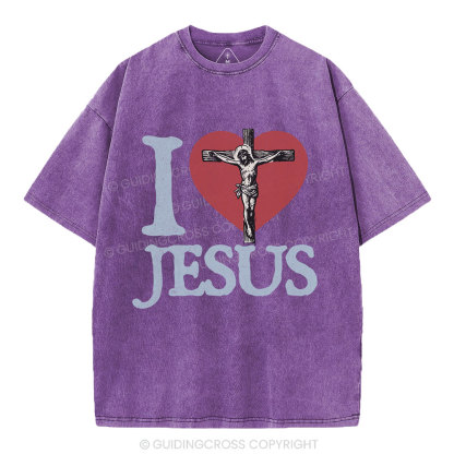 I Love Jesus  Christian Washed T-Shirt