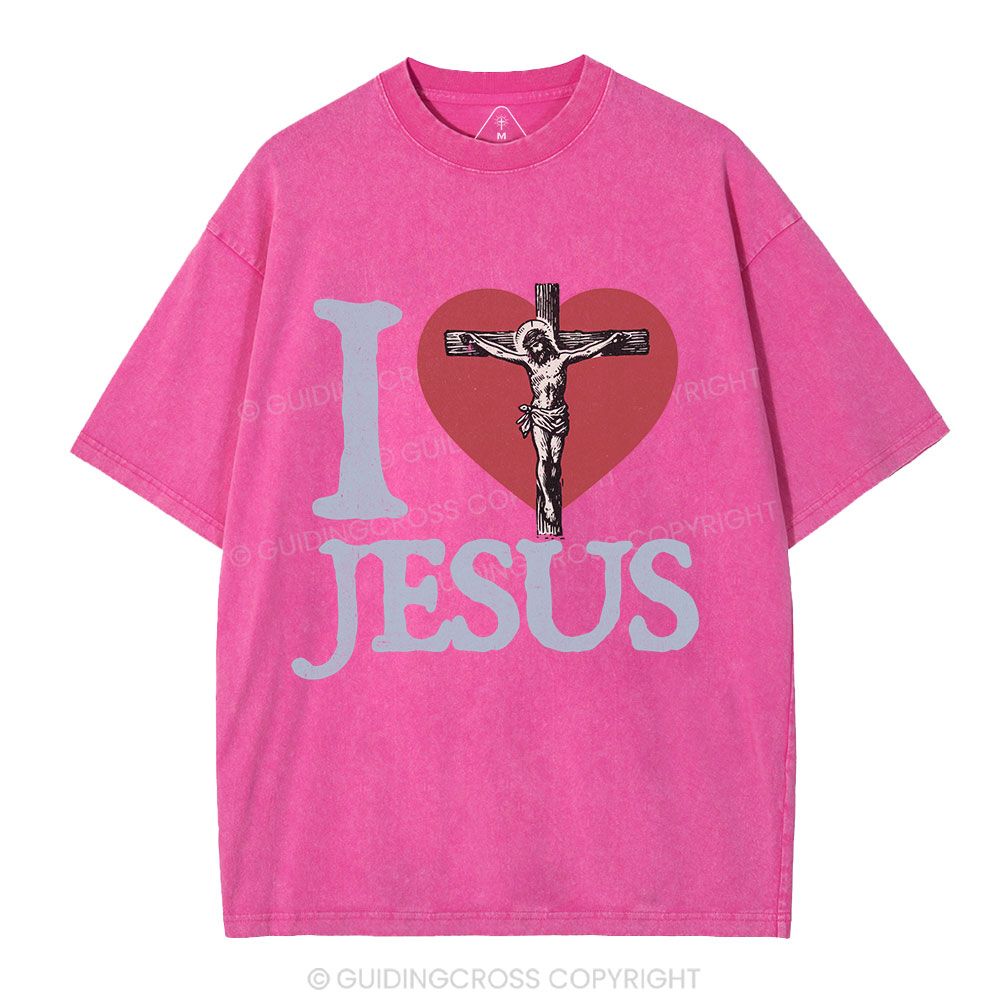 I Love Jesus  Christian Washed T-Shirt