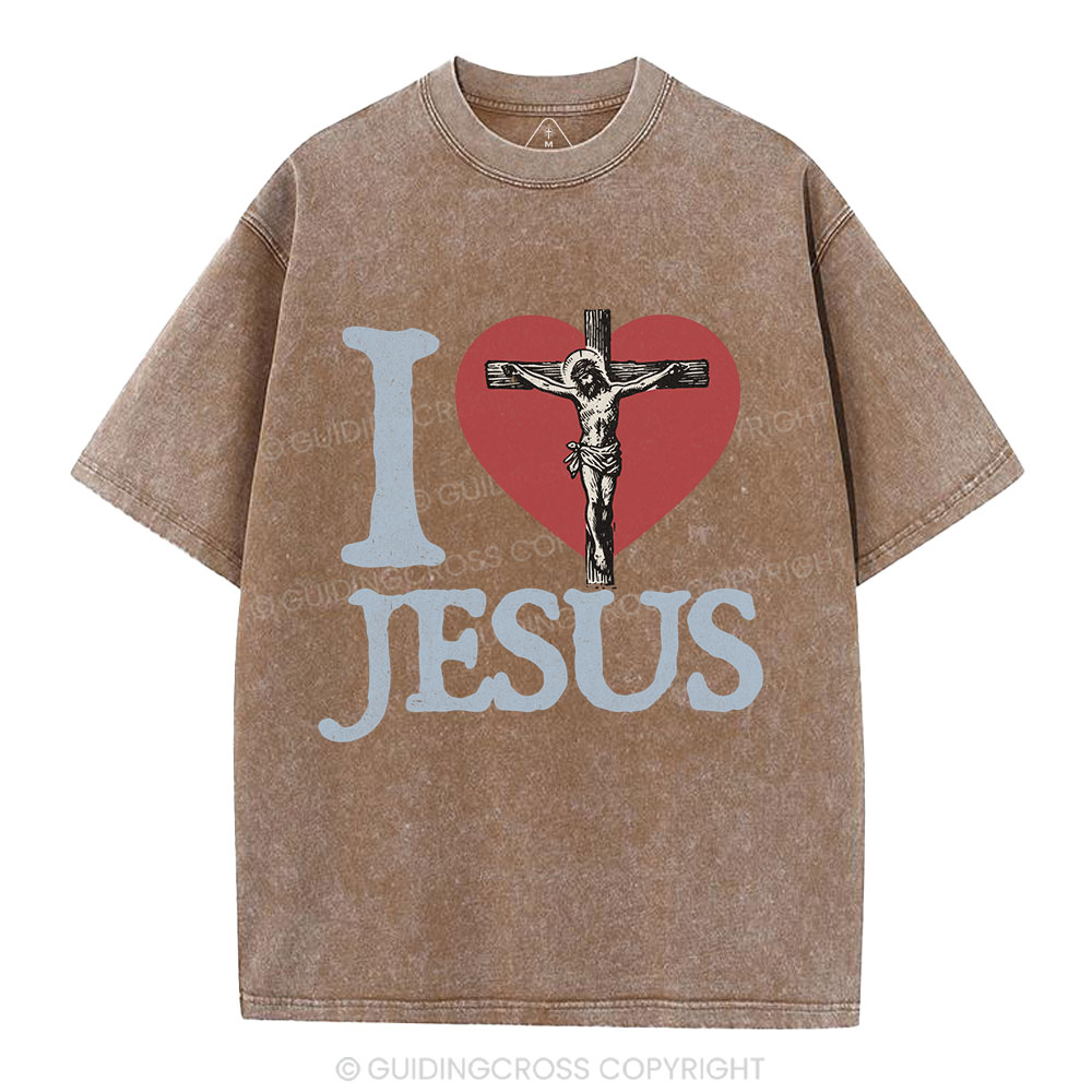 I Love Jesus  Christian Washed T-Shirt