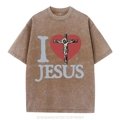 I Love Jesus  Christian Washed T-Shirt