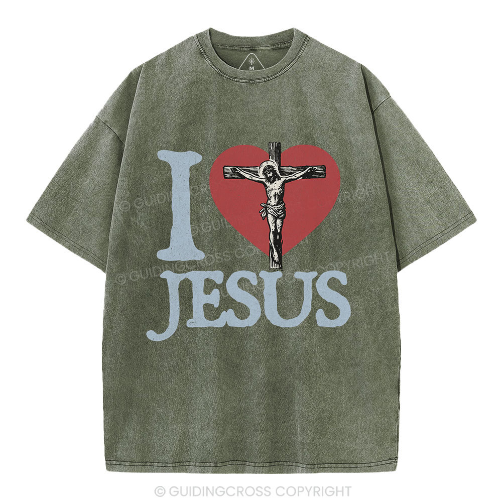 I Love Jesus  Christian Washed T-Shirt