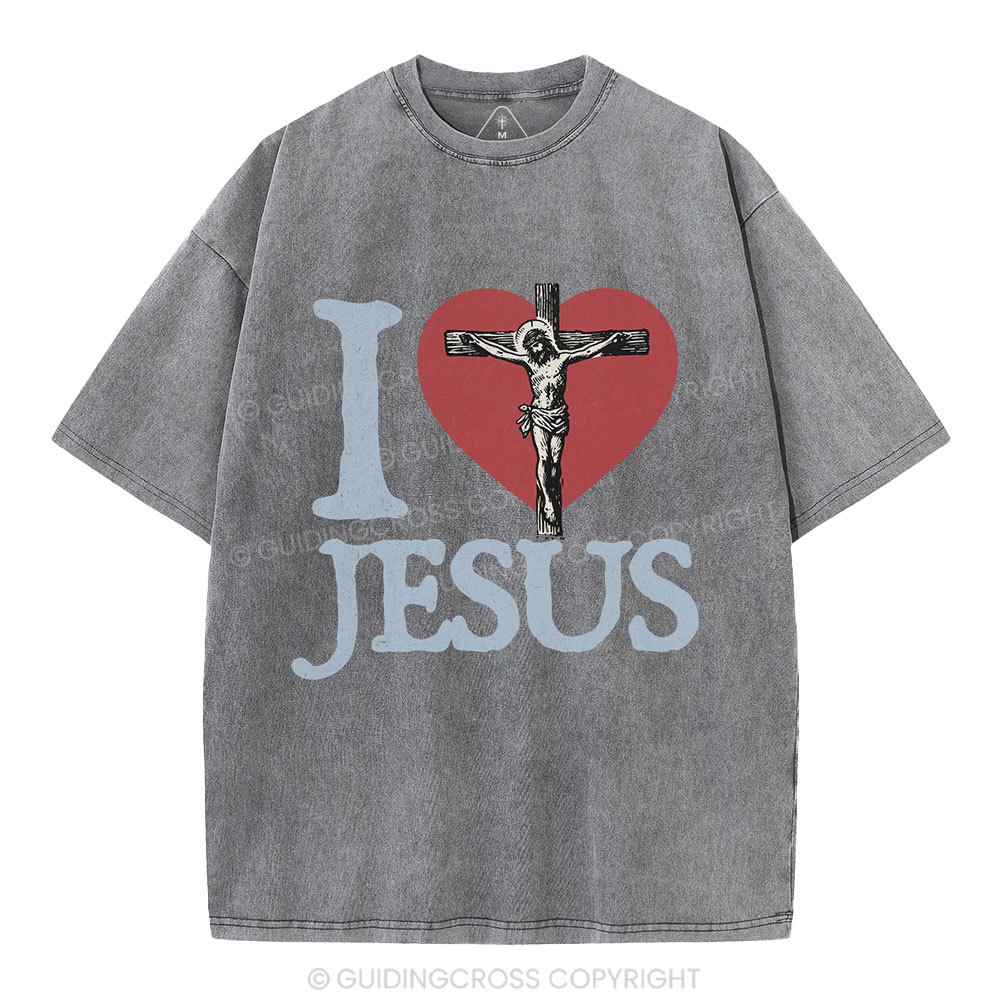I Love Jesus  Christian Washed T-Shirt