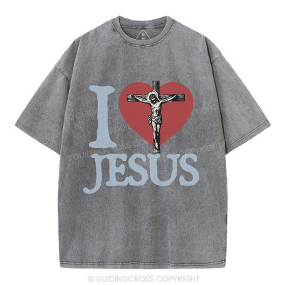 I Love Jesus  Christian Washed T-Shirt