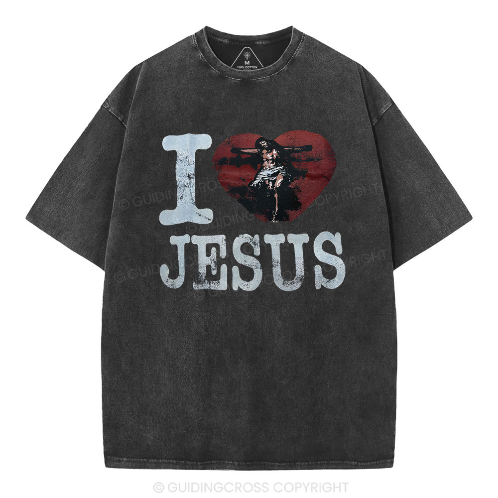 I Love Jesus  Christian Washed T-Shirt
