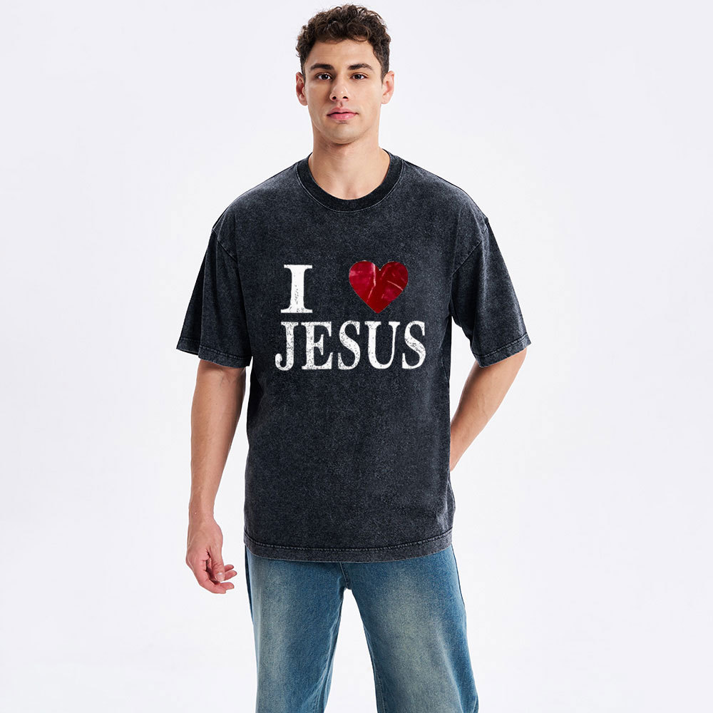 I Love Jesus Christian Washed T-Shirt