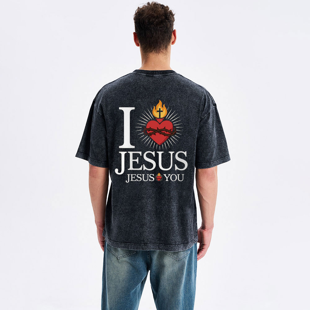 I Love Jesus Christian Washed T-Shirt