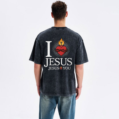 I Love Jesus Christian Washed T-Shirt