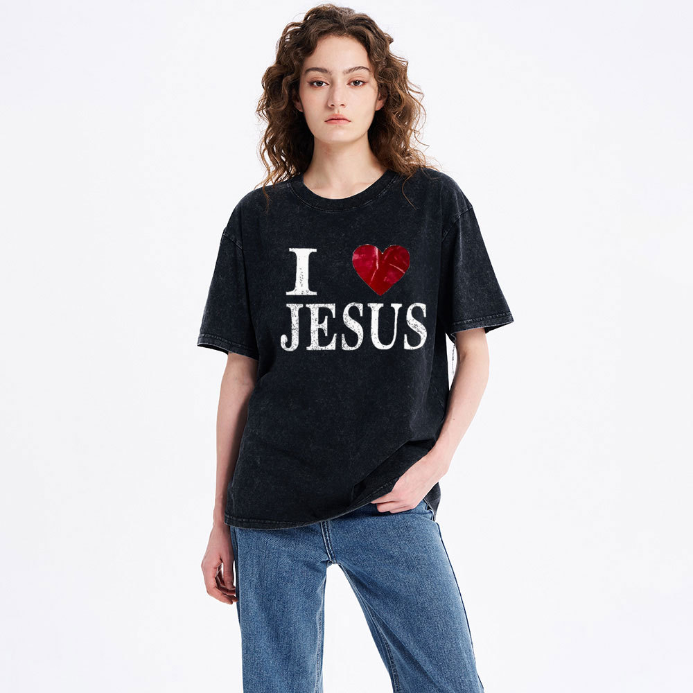 I Love Jesus Christian Washed T-Shirt