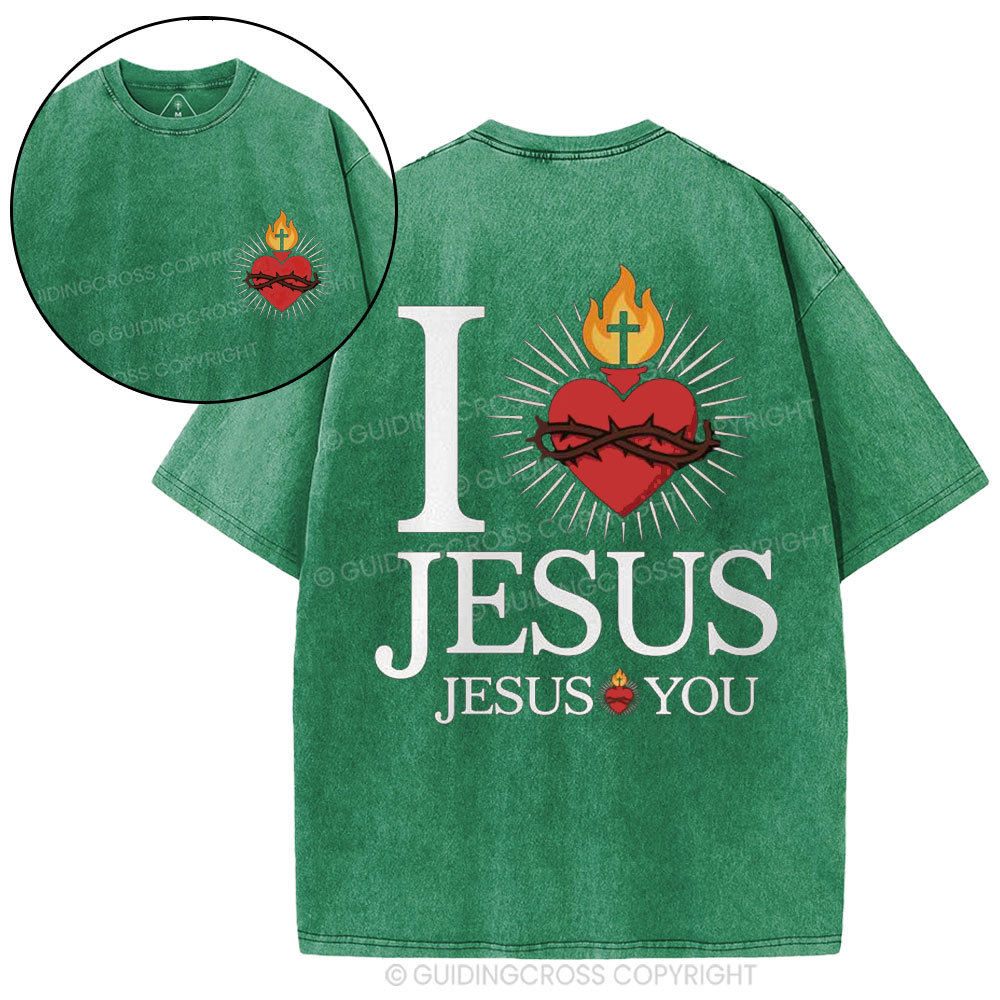 I Love Jesus Christian Washed T-Shirt