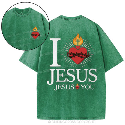 I Love Jesus Christian Washed T-Shirt