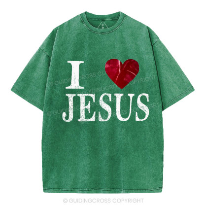 I Love Jesus Christian Washed T-Shirt