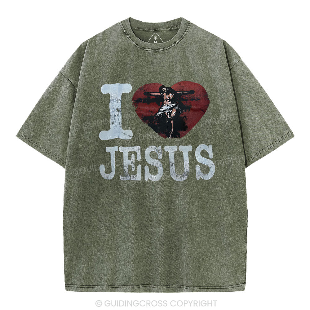 I Love Jesus  Christian Washed T-Shirt