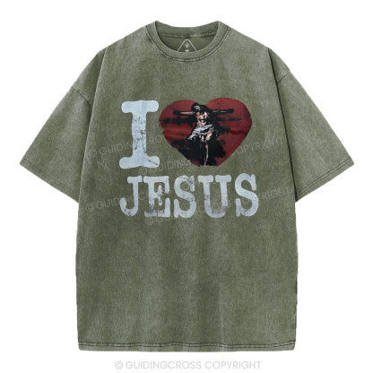 I Love Jesus  Christian Washed T-Shirt