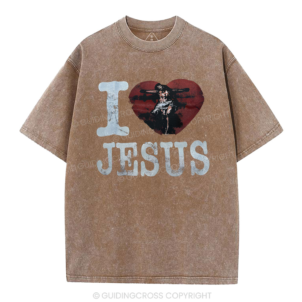 I Love Jesus  Christian Washed T-Shirt