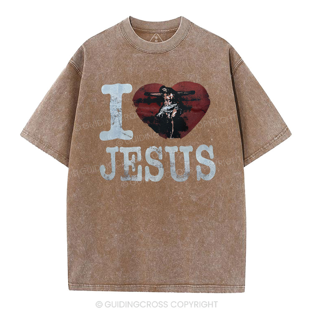 I Love Jesus  Christian Washed T-Shirt