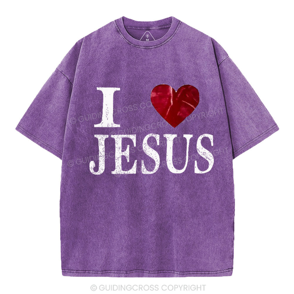 I Love Jesus Christian Washed T-Shirt