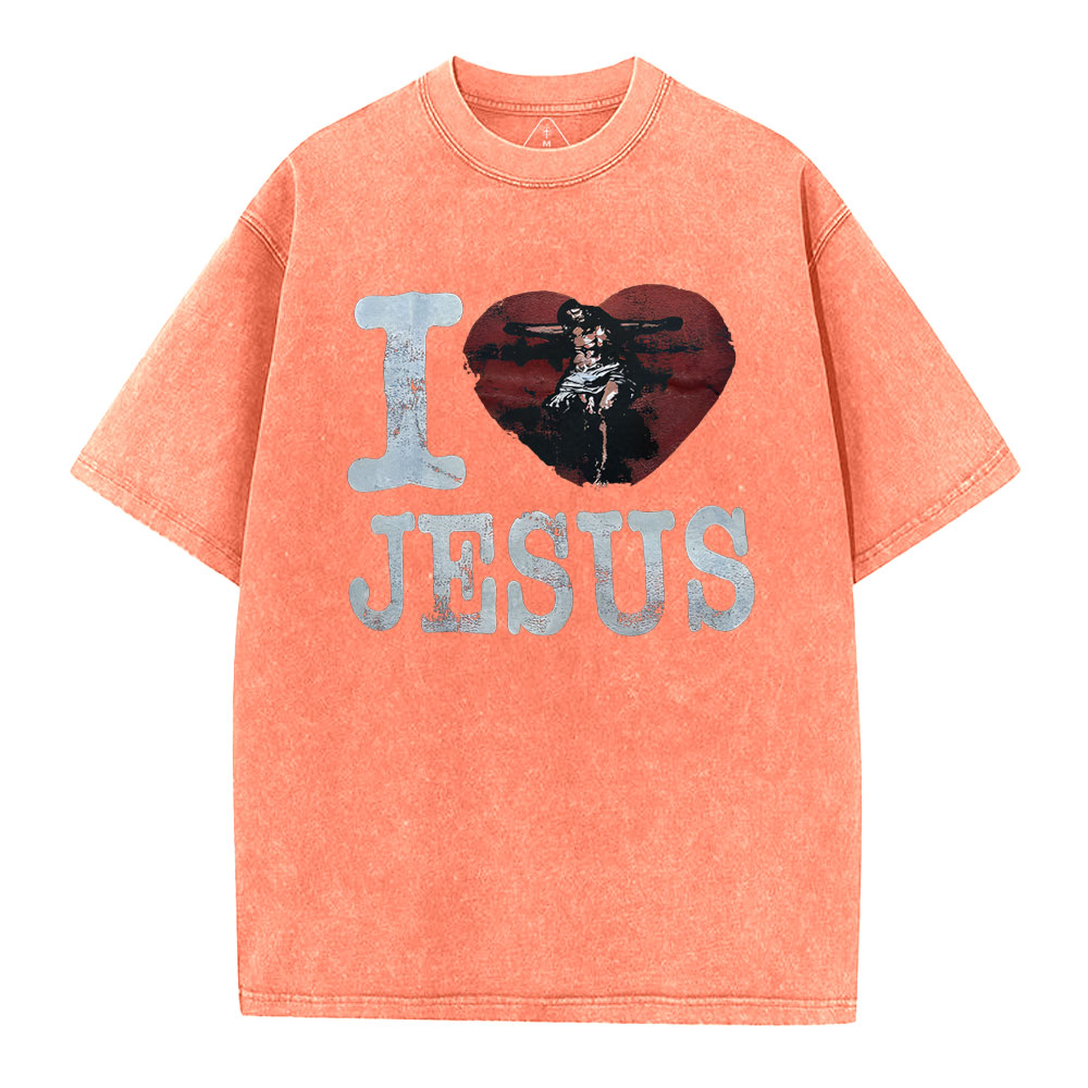 I Love Jesus  Christian Washed T-Shirt