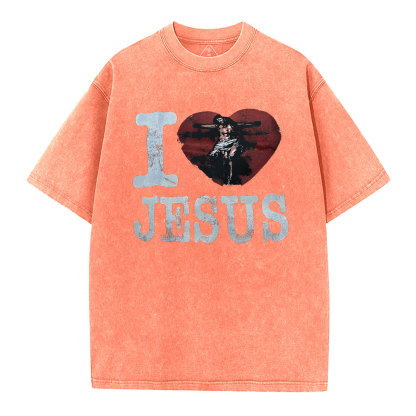 I Love Jesus  Christian Washed T-Shirt