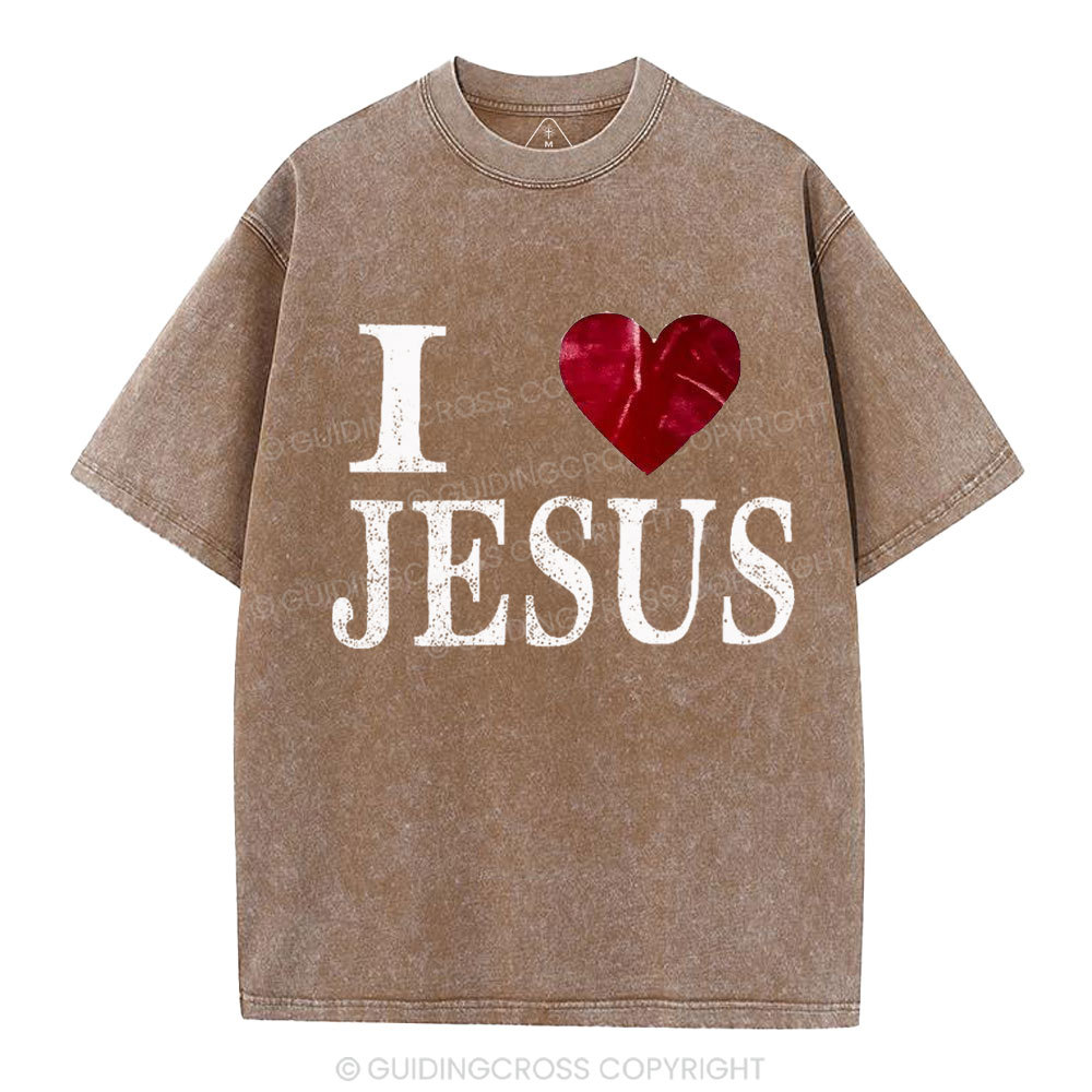 I Love Jesus Christian Washed T-Shirt