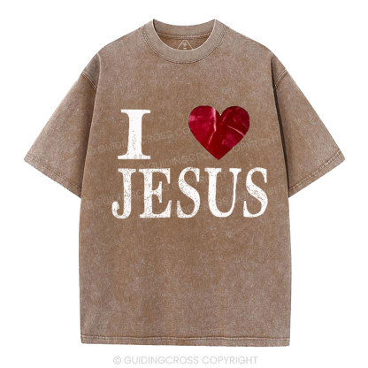 I Love Jesus Christian Washed T-Shirt