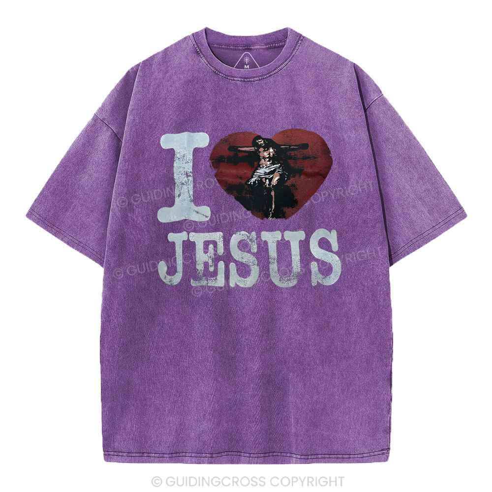 I Love Jesus  Christian Washed T-Shirt