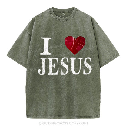 I Love Jesus Christian Washed T-Shirt