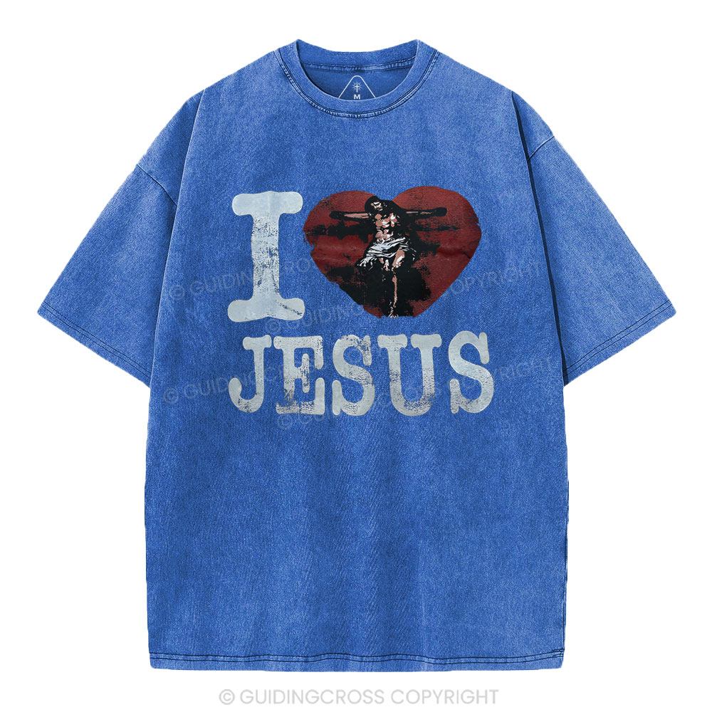 I Love Jesus  Christian Washed T-Shirt