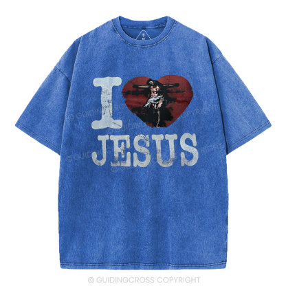 I Love Jesus  Christian Washed T-Shirt
