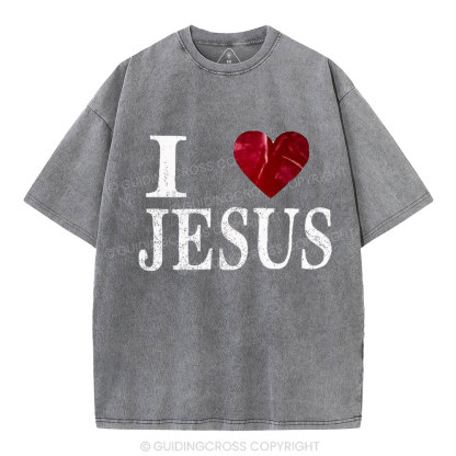 I Love Jesus Christian Washed T-Shirt