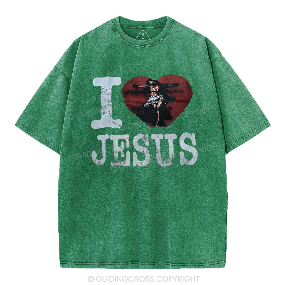 I Love Jesus  Christian Washed T-Shirt