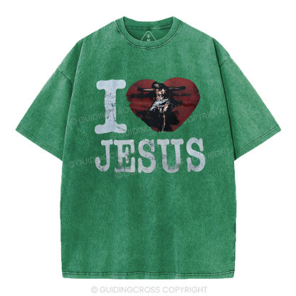 I Love Jesus  Christian Washed T-Shirt
