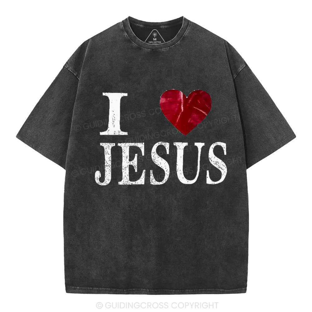 I Love Jesus Christian Washed T-Shirt