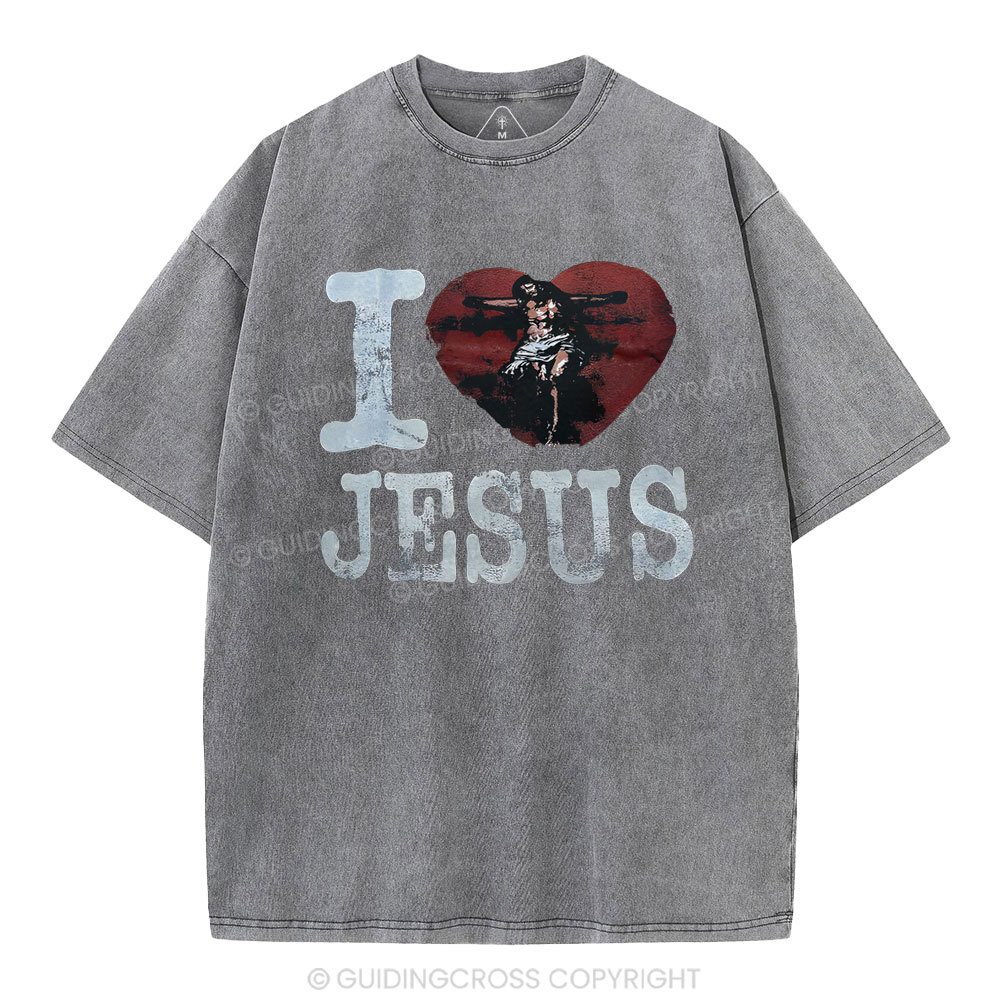 I Love Jesus  Christian Washed T-Shirt