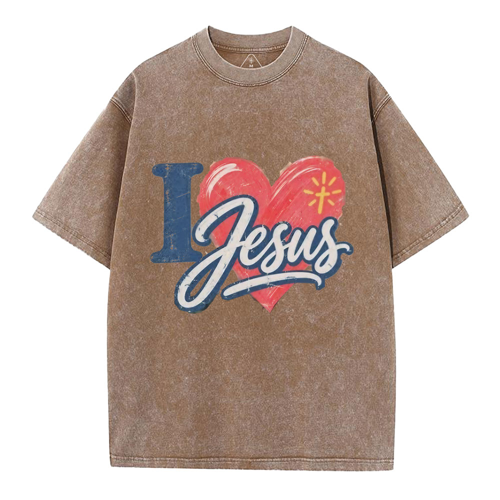 I Love Jesus Christian Washed T-Shirt