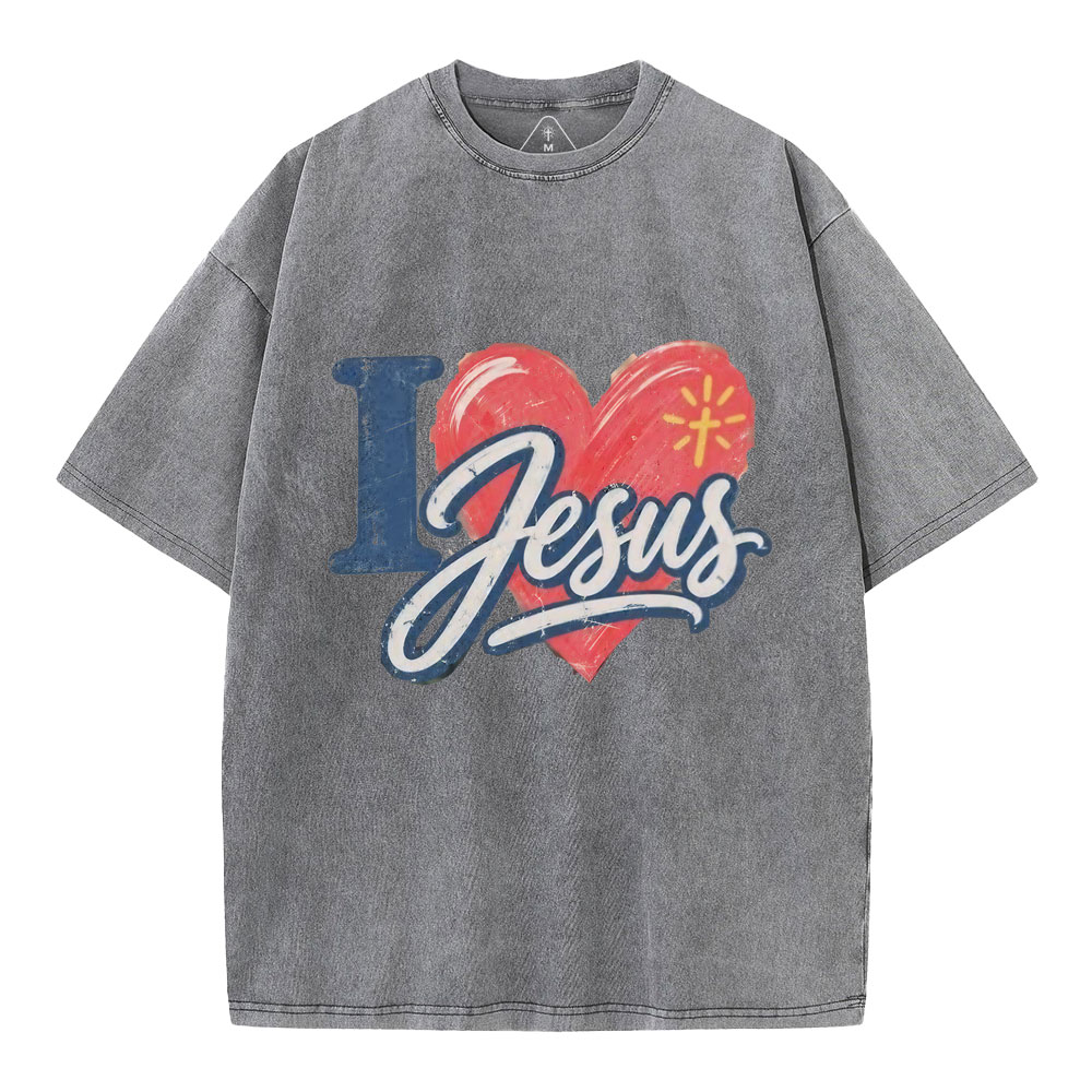 I Love Jesus Christian Washed T-Shirt