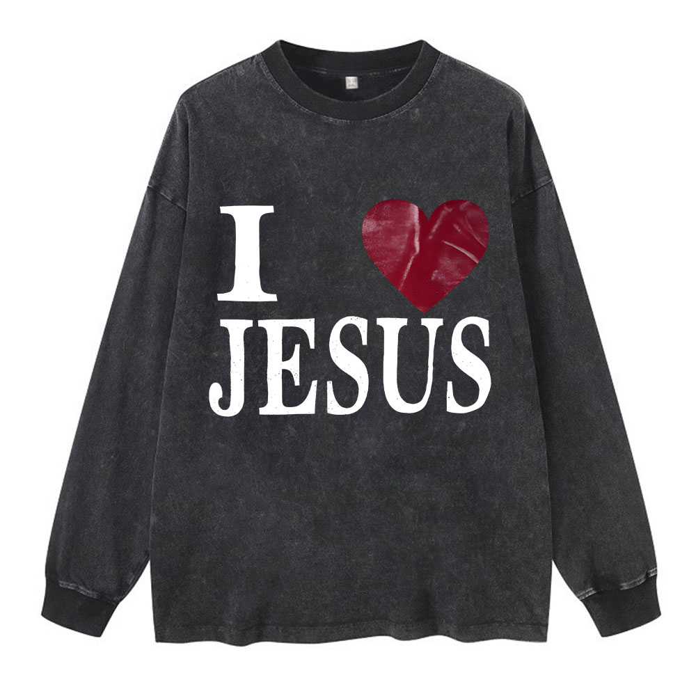 I Love Jesus  Washed Long Sleeve T-Shirt