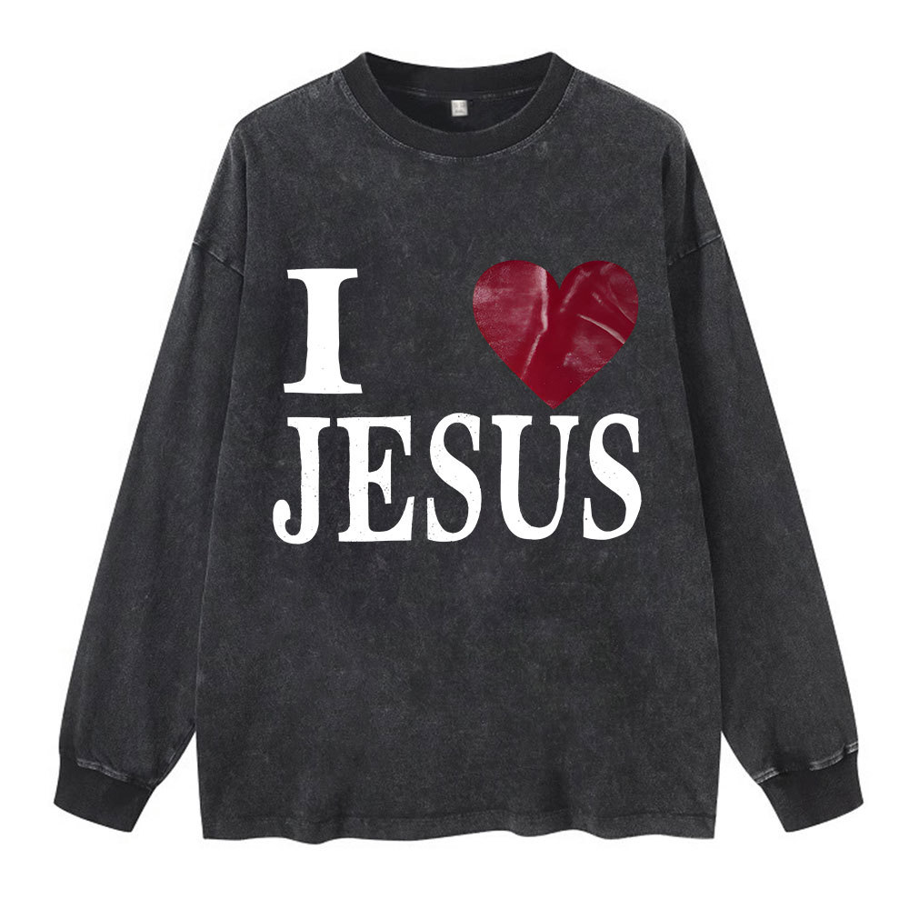 I Love Jesus  Washed Long Sleeve T-Shirt