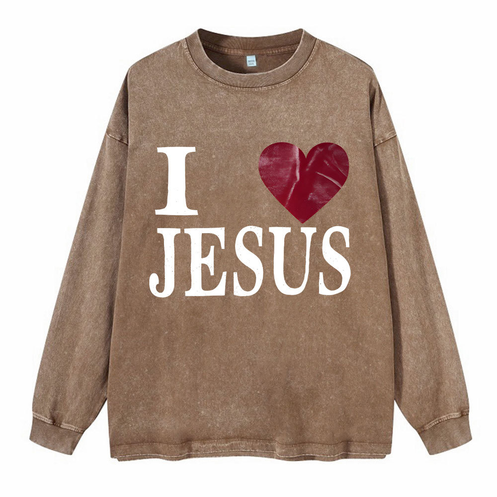 I Love Jesus  Washed Long Sleeve T-Shirt