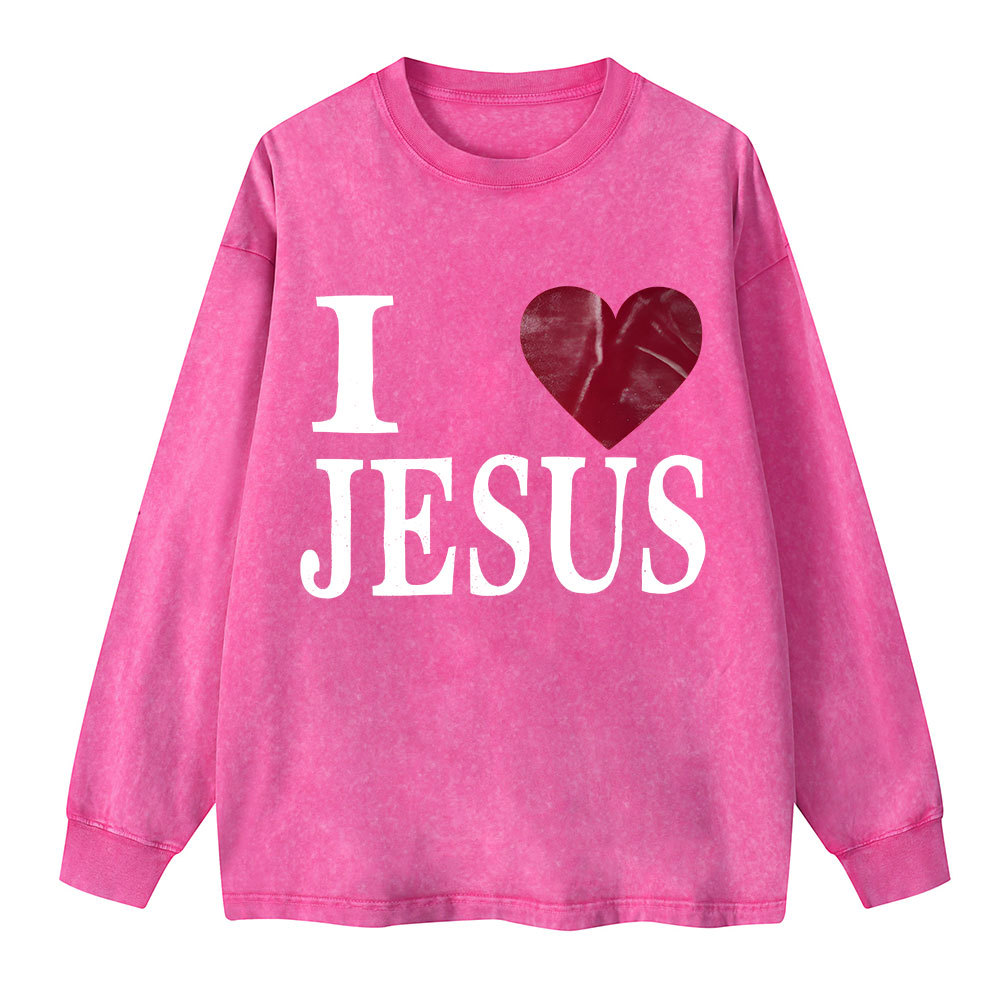 I Love Jesus  Washed Long Sleeve T-Shirt