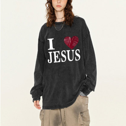 I Love Jesus  Washed Long Sleeve T-Shirt