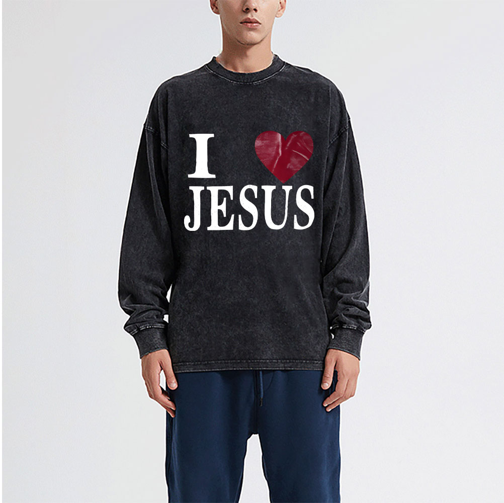 I Love Jesus  Washed Long Sleeve T-Shirt