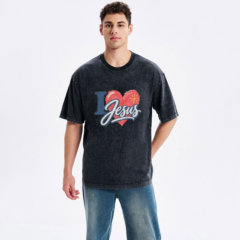 I Love Jesus Christian Washed T-Shirt