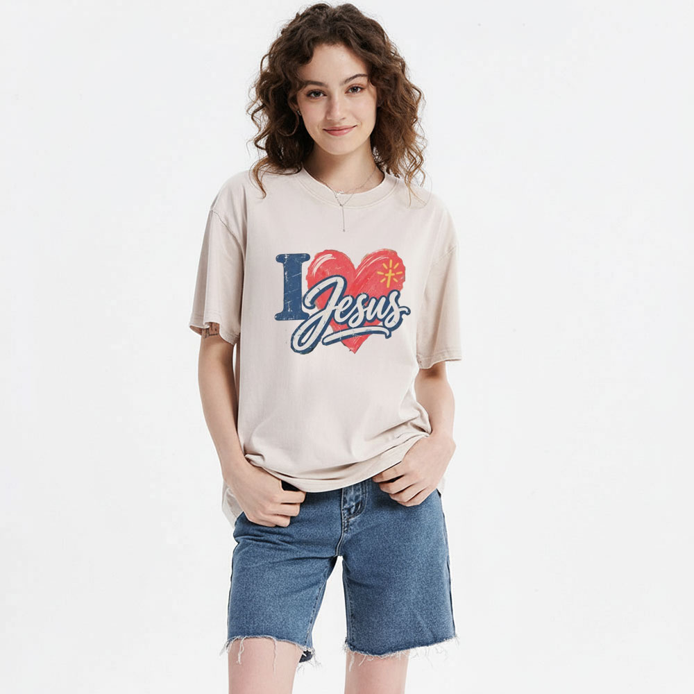 I Love Jesus Christian Washed T-Shirt