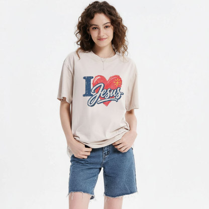 I Love Jesus Christian Washed T-Shirt