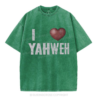 I Love YAHWEH Christian Washed T-Shirt