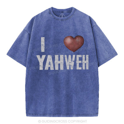 I Love YAHWEH Christian Washed T-Shirt