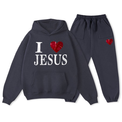 I Love You Christian Fleece Hoodie Set