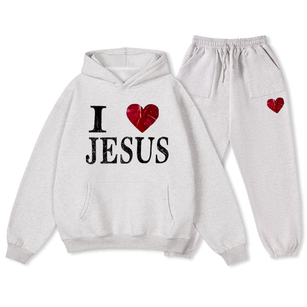 I Love You Christian Fleece Hoodie Set
